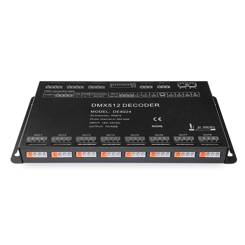 DC12-24V DMX512 Digital Signal 24CH RGB Output Constant Voltage LED Decoder